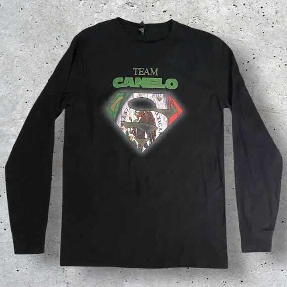 Team Canelo Alvarez T-Shirt Mexico Boxing Adult Medium Black Long Sleeve - Picture 1 of 11